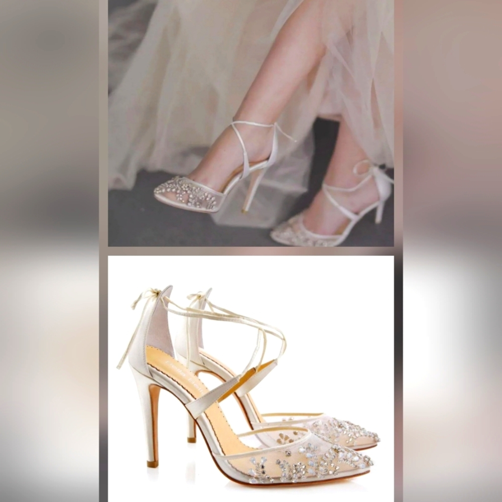 Elegant White Embellished Heels